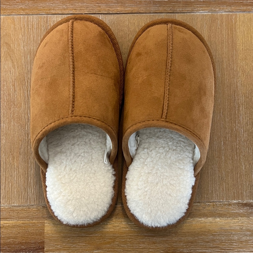 Kids Cozy Camel Colored Slippers with Cream Lining